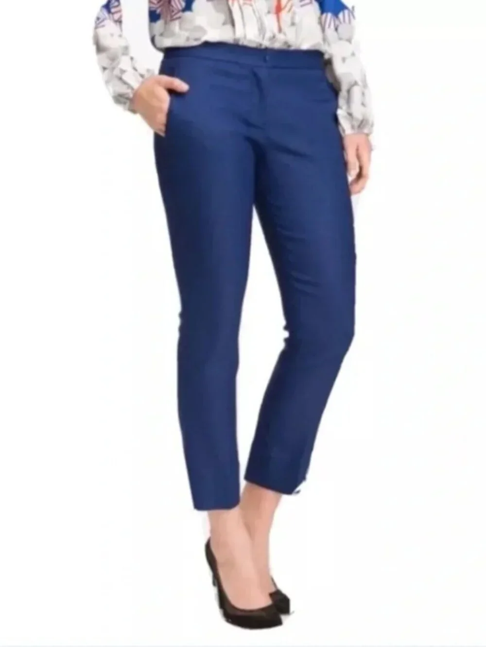 Diane Von Furstenberg Stretch Woven Mid Rise Ankle Pants